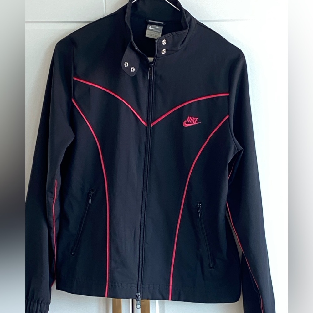 Nike Women's Black Bomber Jacket with Pink Highlights